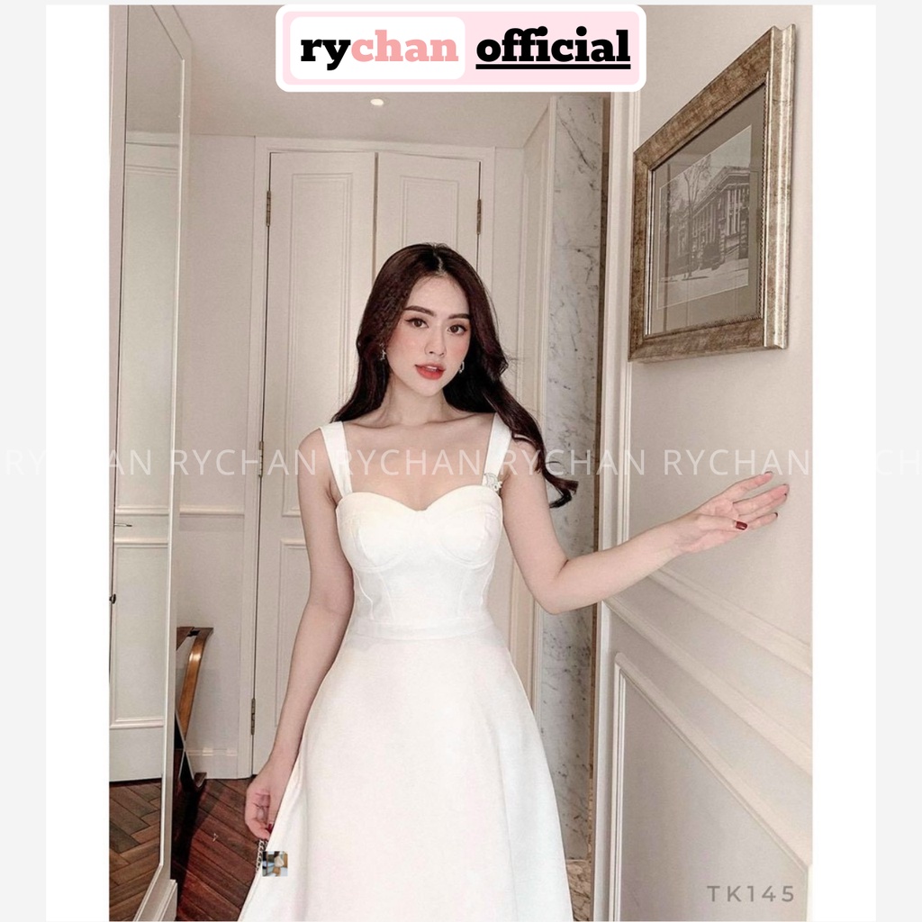 [ẢNH THẬT CUỐI] Đầm Xòe Midi 2 Dây Cúp Ngực 2 Màu Trấng Đỏ Gợi Cảm - DX0072