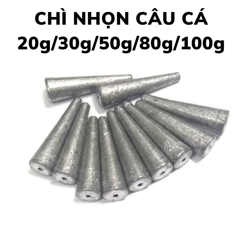 [5 VIÊN] Chì Xuyên Tâm Tam Giác Câu Cá Sông Đủ Size từ 3G đến 50G - Hoài My Fishing