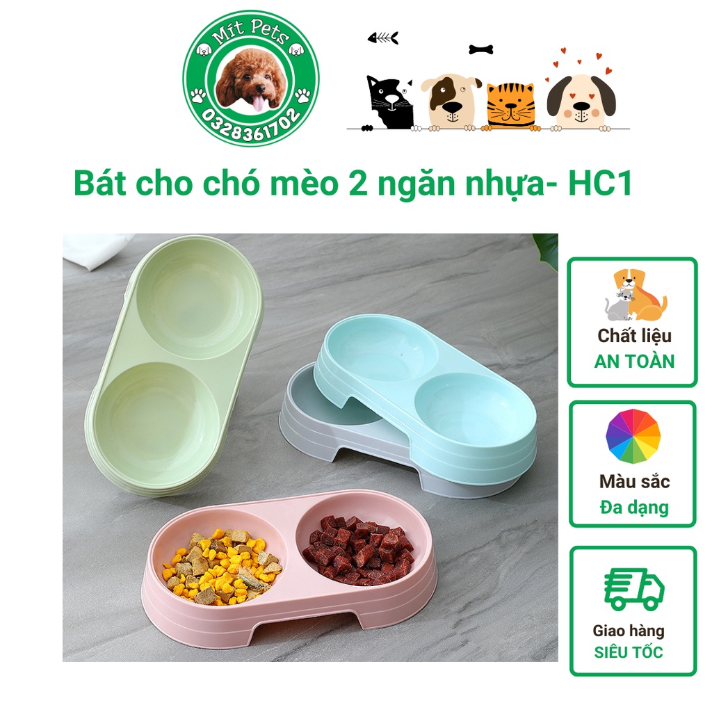 Bát ăn đôi cao cấp cho chó mèo