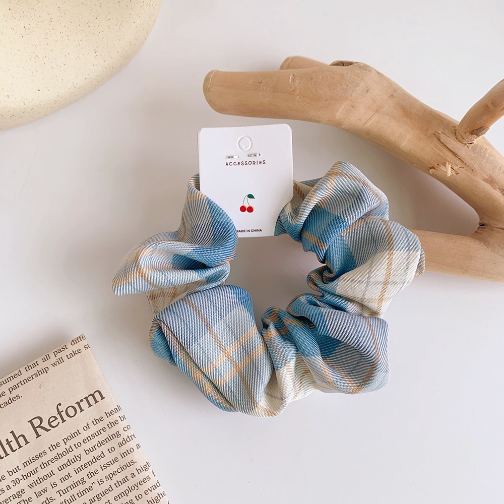 Dây buộc tóc co giãn AY tông màu xanh dương ngọt ngào phong cách Hàn Quốc thời trang cho nữ