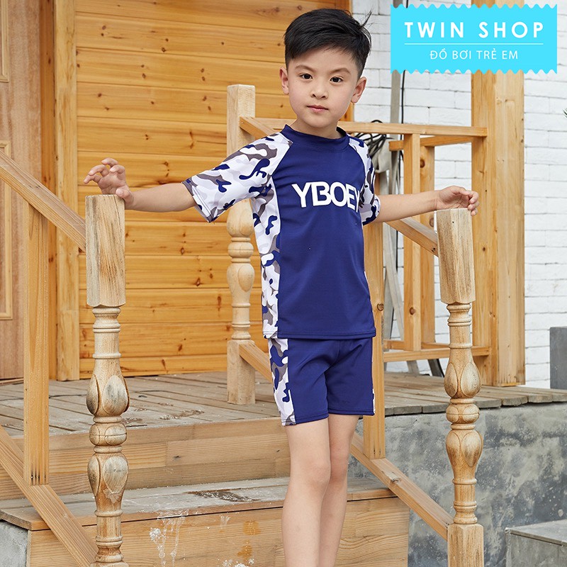 Đồ Bơi Bé Trai Tay Dài kết hợp combo phụ kiện theo yêu thích Twin, Áo Bơi Bé Trai 5-14 Tuổi, Chất Liệu Vải Cao Cấp