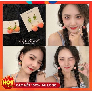 [Có sẵn] BÔNG TAI KHUYÊN TAI HÌNH QUẢ ĐÀO DỄ THƯƠNG NGỌT NGÀO PHONG CÁCH HÀN QUỐC BT69