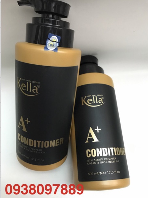 Bộ Gội xả cặp kella A+ vàng premium no sunfat   phục hồi tóc nát ,tái tạo biểu bì tóc, giúp tóc chắc khỏe