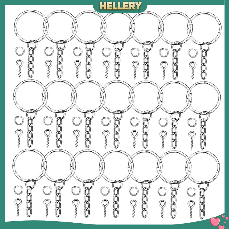 [HELLERY]50Pcs Lots 25mm Gold Keyring Keychain Split Key Rings with Chain DIY Findings