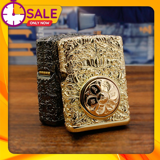 { BIG SALE } 𝐇𝐨̣̂𝐩 𝐐𝐮𝐞̣𝐭 𝐁𝐚̣̂𝐭 𝐋𝐮̛̉𝐚 𝐗𝐚̆𝐧𝐠 đ.á Z-KJ1010 Họa Tiết Hoa Sen Sang Trọng - Dùng 𝐗𝐚̆𝐧𝐠 Bấc đ.á zipo Cao Cấp