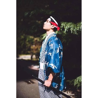 Bán trang phục Yukata Nam Nhật Bản với 2 lớp áo (Trong/Ngoài) và đai đi kèm.