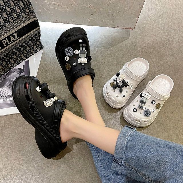 Giày Sandal Đế Dày Tăng Chiều Cao Chống Trượt Đính Búp Bê Hoạt Hình Và Bong Bóng Dễ Thương Thời Trang Mùa Hè Dành Cho Bạn Nữ