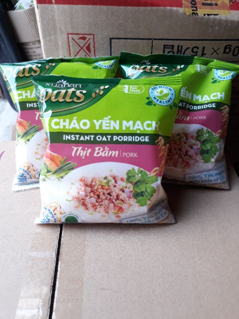 1 Thùng cháo yến mạch xuân an 40g rau nấm, thịt gà, thịt bằm