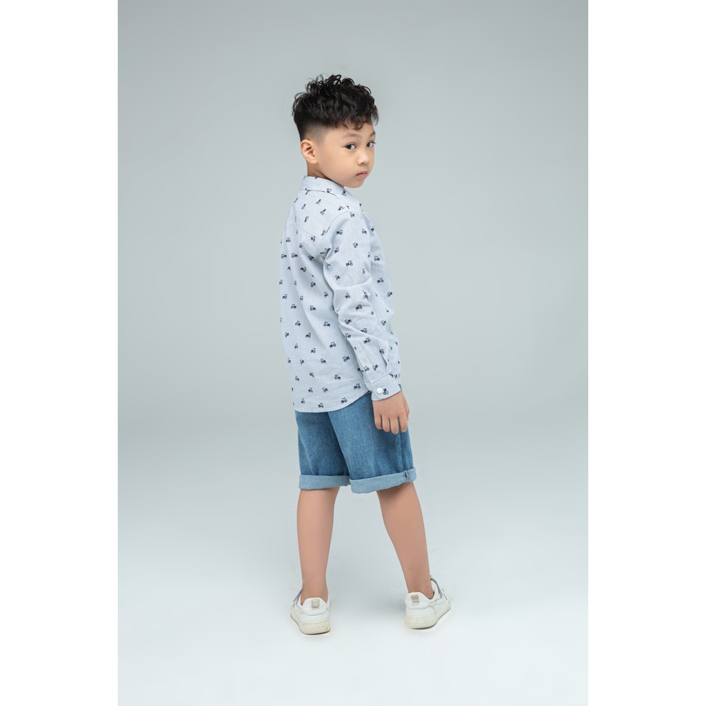 Áo sơ mi bé trai dài tay họa tiết IVY moda MS 17K1113