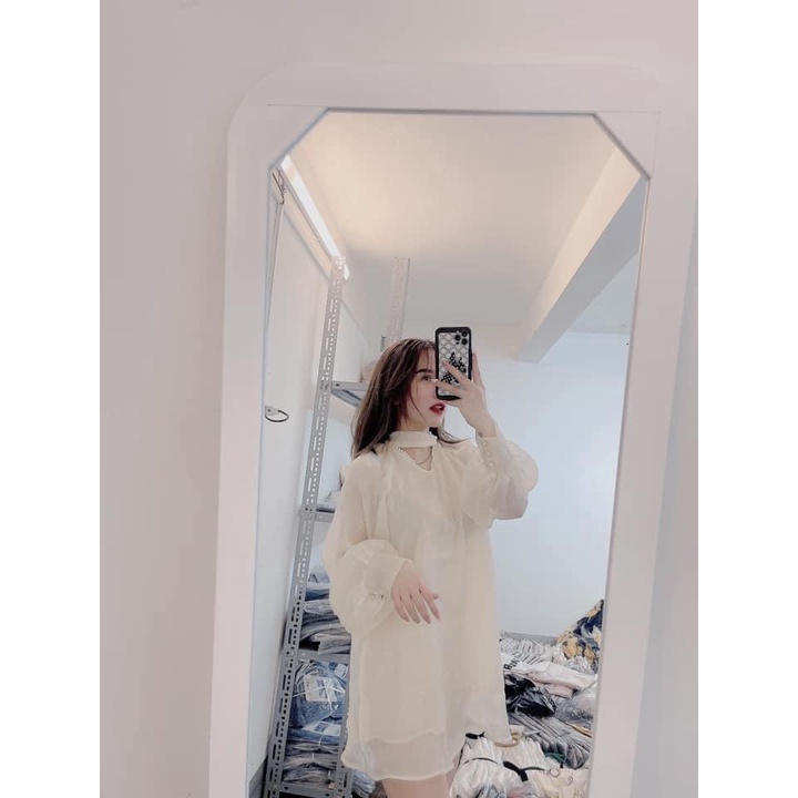 [Video thật]Áo babydoll A27 vải voan tơ tay bồng 2 lớp, áo sơ mi cổ ngọc chất liệu mềm mại bánh bèo siêu xinh.