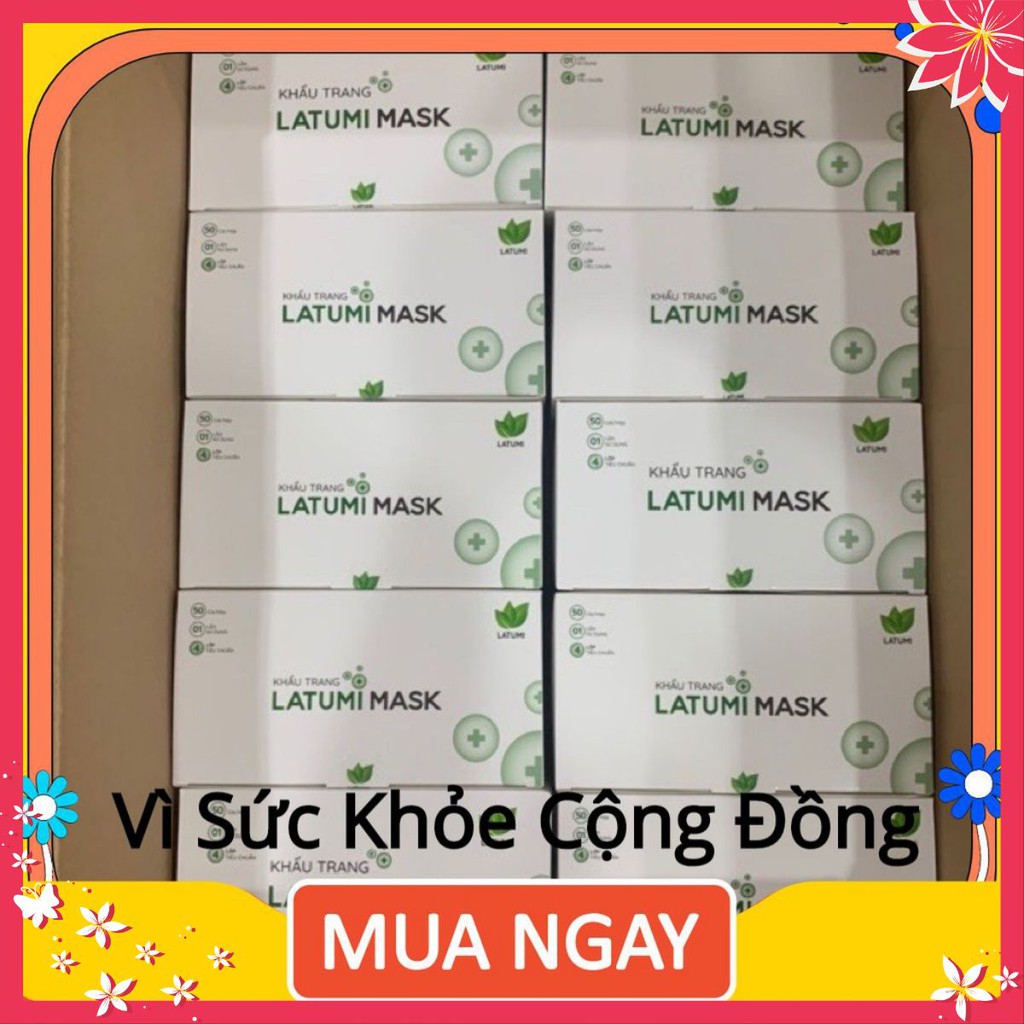 1 Thùng Khẩu Trang Y tế Lọc khuẩn 4 Lớp LATUMI Cao Cấp Xuất Khẩu 50 hộp sakukeeee.shop