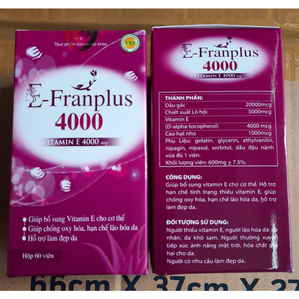 E - Franplus 4000 E đỏ bổ sung Vitamin E chiết xuất từ lô hội chống oxy hóa, chống lão hóa da, bổ sung vitamin e,sáng da