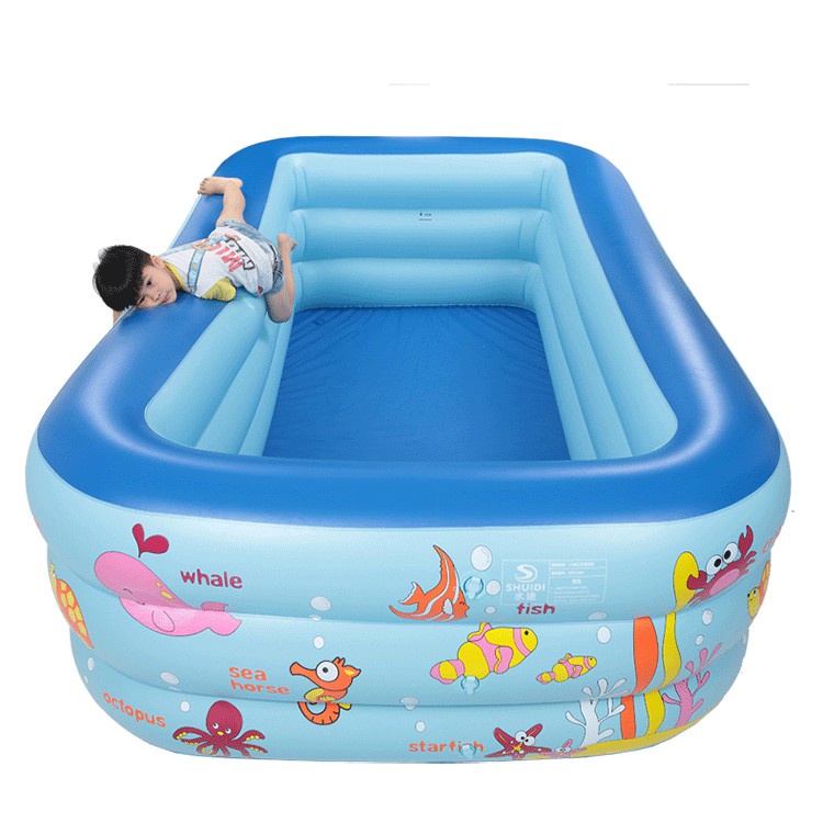 Bể bơi phao 3 tầng cho bé size to 180x140x60cm - Mẫu mới màu Xanh dương