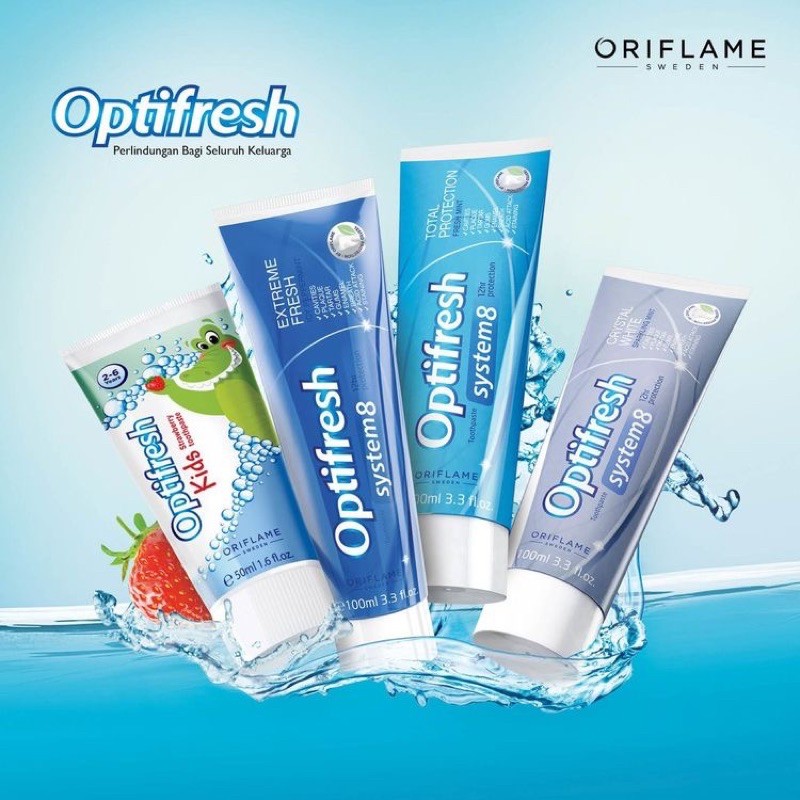 (hàng Mới Về) Kem Đánh Răng Optifresh System 8 Total Crystal Extreme Whitestrawberry