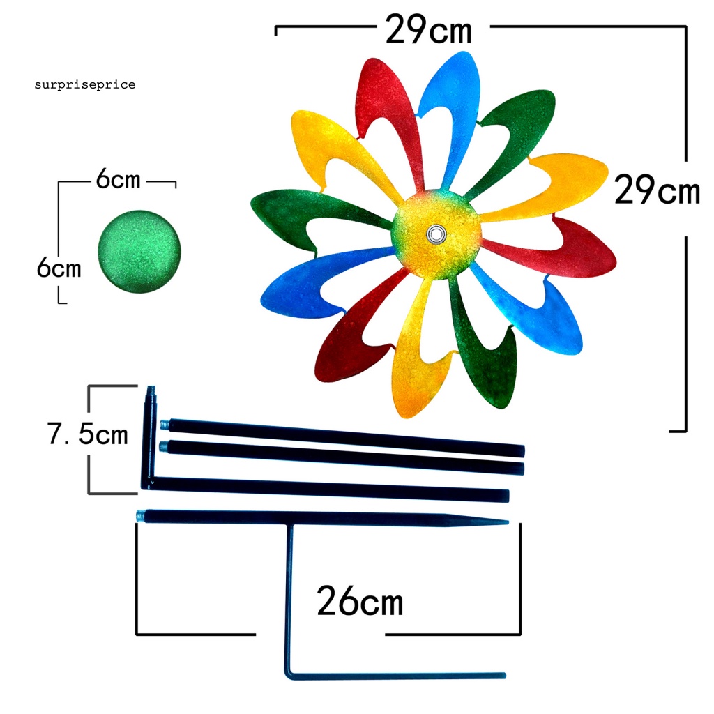 Chong Chóng Gió Bằng Sắt Chống Gỉ Nhiều Màu Trang Trí Sân Vườn