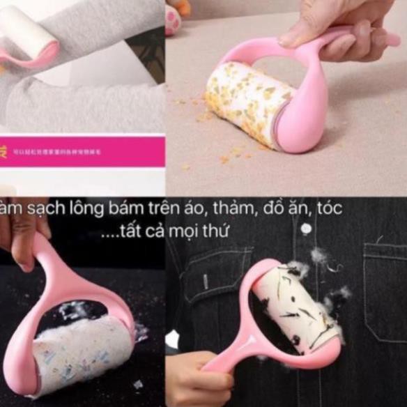 [ XẢ HÀNG ] CÂY LĂN BỤI QUẦN ÁO HỒNG KÈM THÊM 2 CUỘN LĂN BỤI