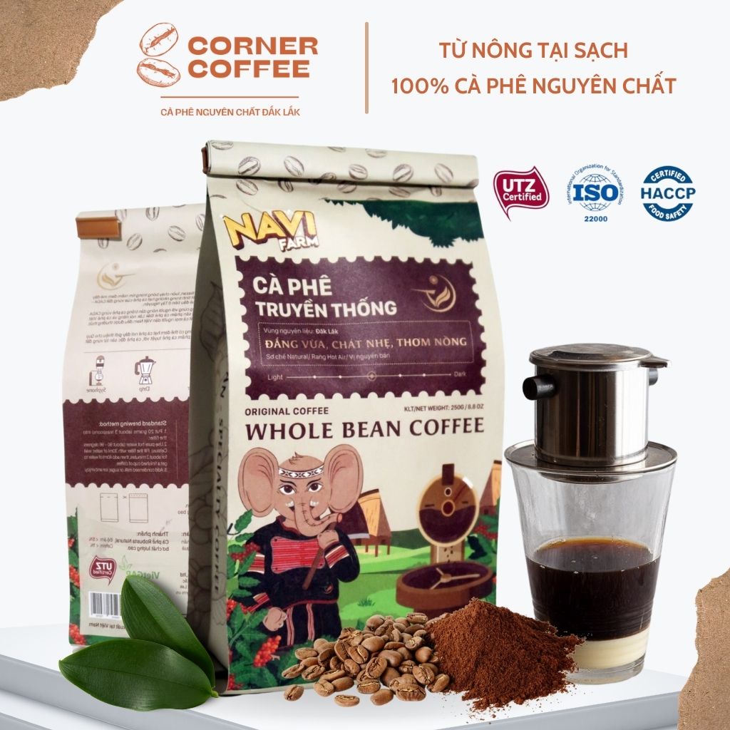 Cà phê bột truyền thống Robusta NAVI hạt cà phê đồng đều và ngon nhất