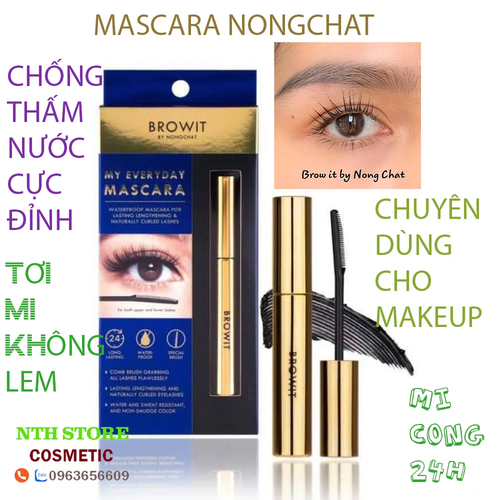 Mascara NongChat Browit Thái Lan làm dày, dài cong mi, lâu trôi chuyên dụng cho makeup