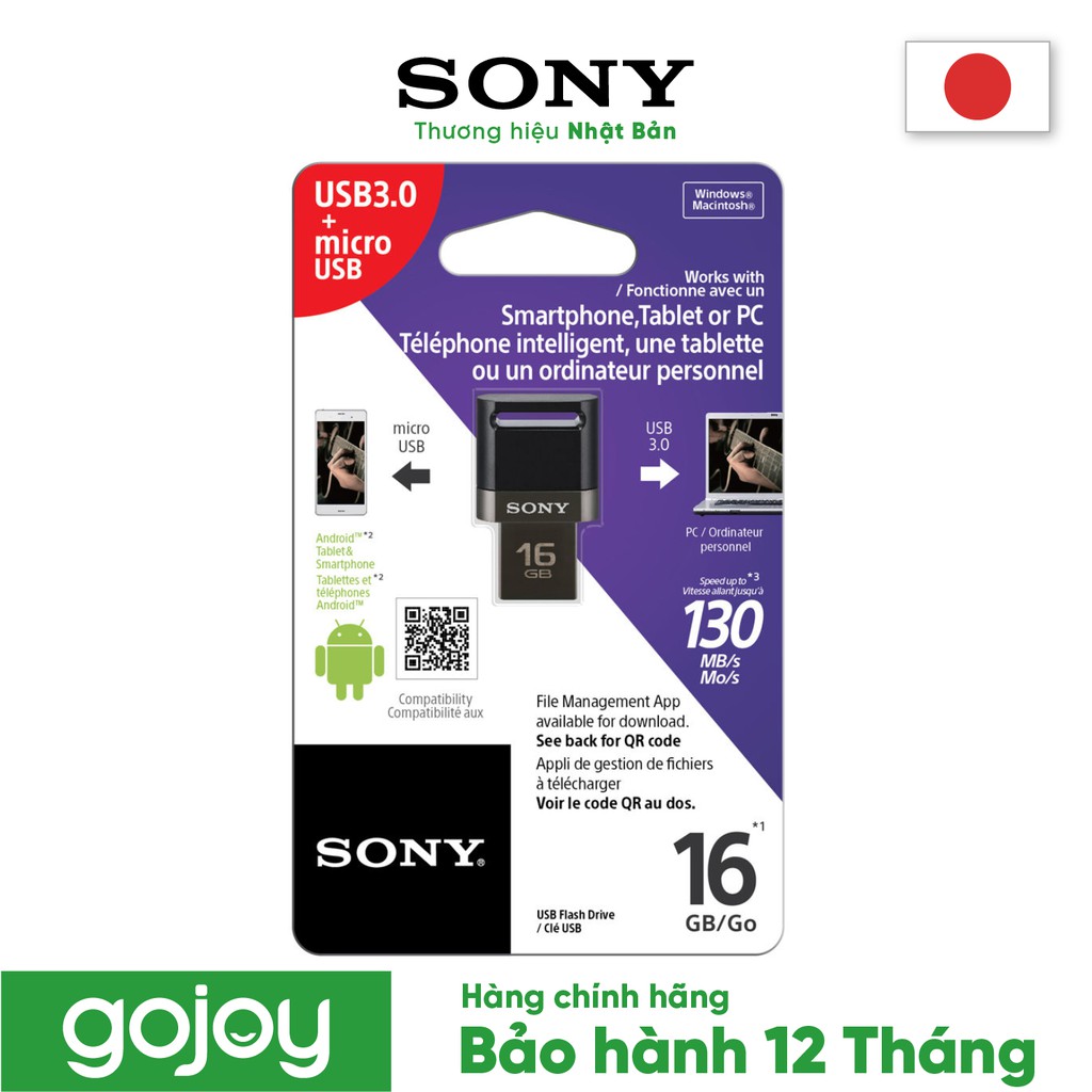 Thẻ nhớ USB SONY 16GB USM16SA3/B2 E chính hãng - Hàng phân phối bảo hành 12 tháng