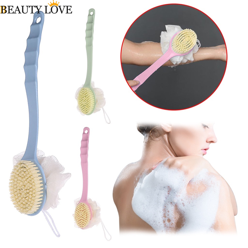 Bàn Chải Tắm Hai Mặt Tay Cầm Dài Đa Chức Năng Dùng Mát Xa Tẩy Tế Bào Chết Cho Da Lưng / Toàn Thân