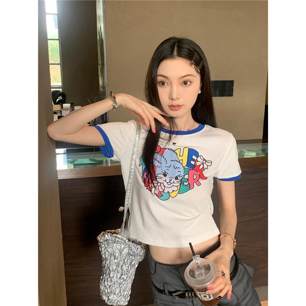 Áo Thun Ngắn Tay In Hình Thỏ Màu Sắc Xinh Xắn 62100