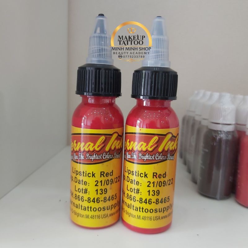 Mực tập phun xăm etermal đỏ
