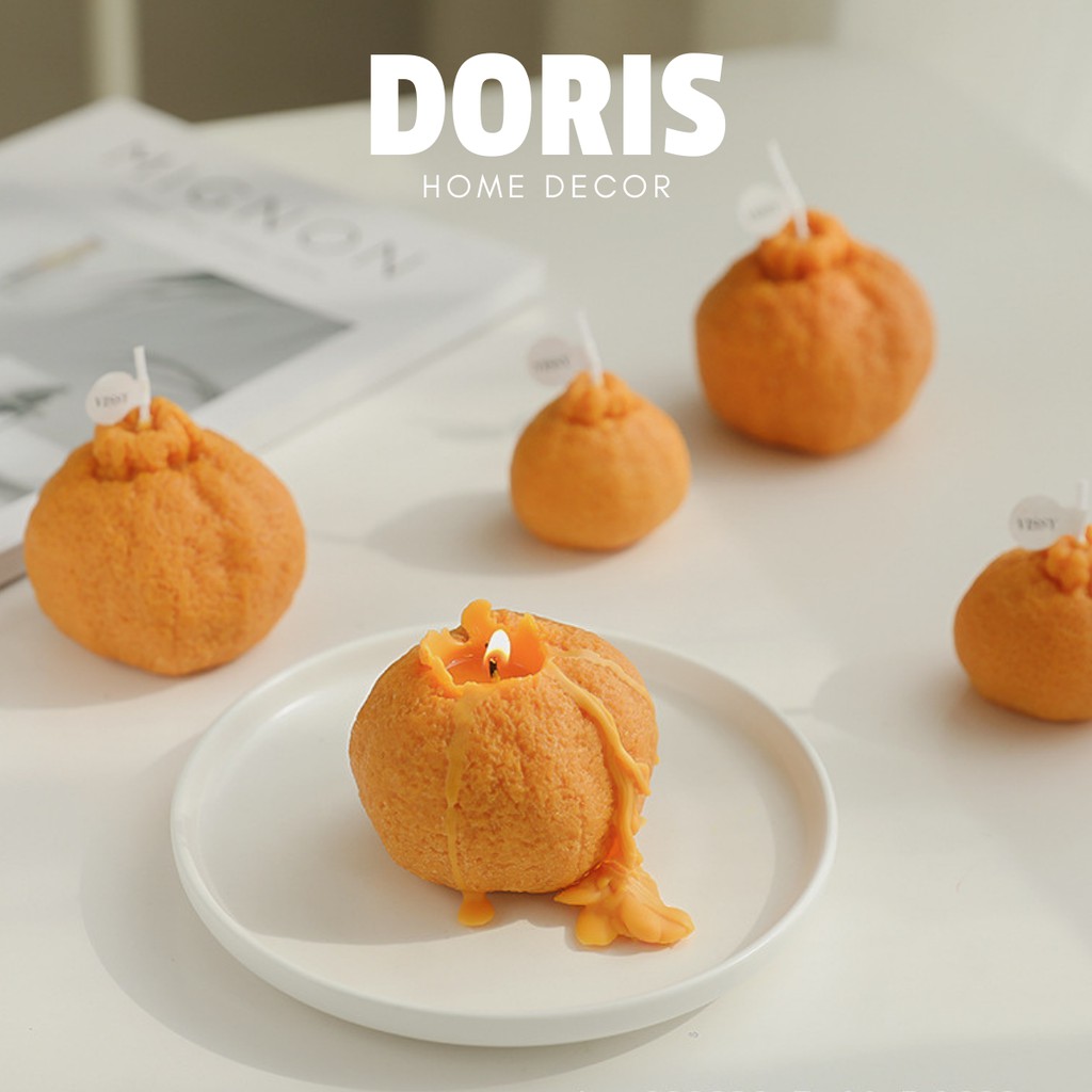 Nến sáp thơm hình quả quýt, cam vàng, miếng phô mai decor phong cách Hàn Quốc - Doris.decor