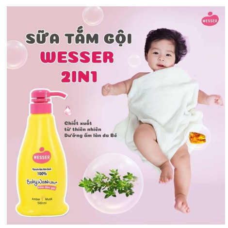 Sữa tắm gội Wesser chai 500ml dành cho em bé