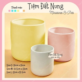 Chậu Hoa 6 Màu Men Dáng Trụ- Chậu Trồng Sen Đá - chậu đất nung - tiemdatnung - Tiệm Đất Nung - Chậu Gốm Trồng Cây