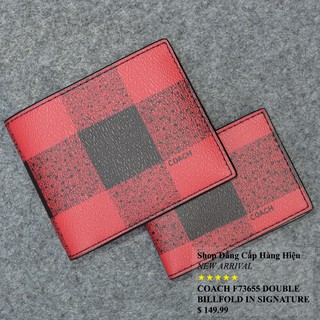 Ví Coach F73655 Double Billfold Square Red .