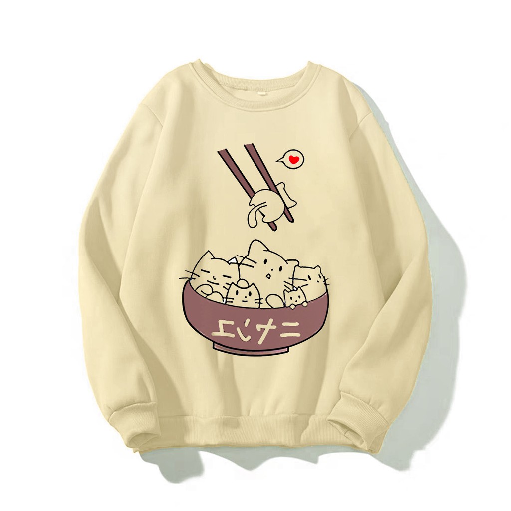 Áo Sweater nữ in Mèo Cute