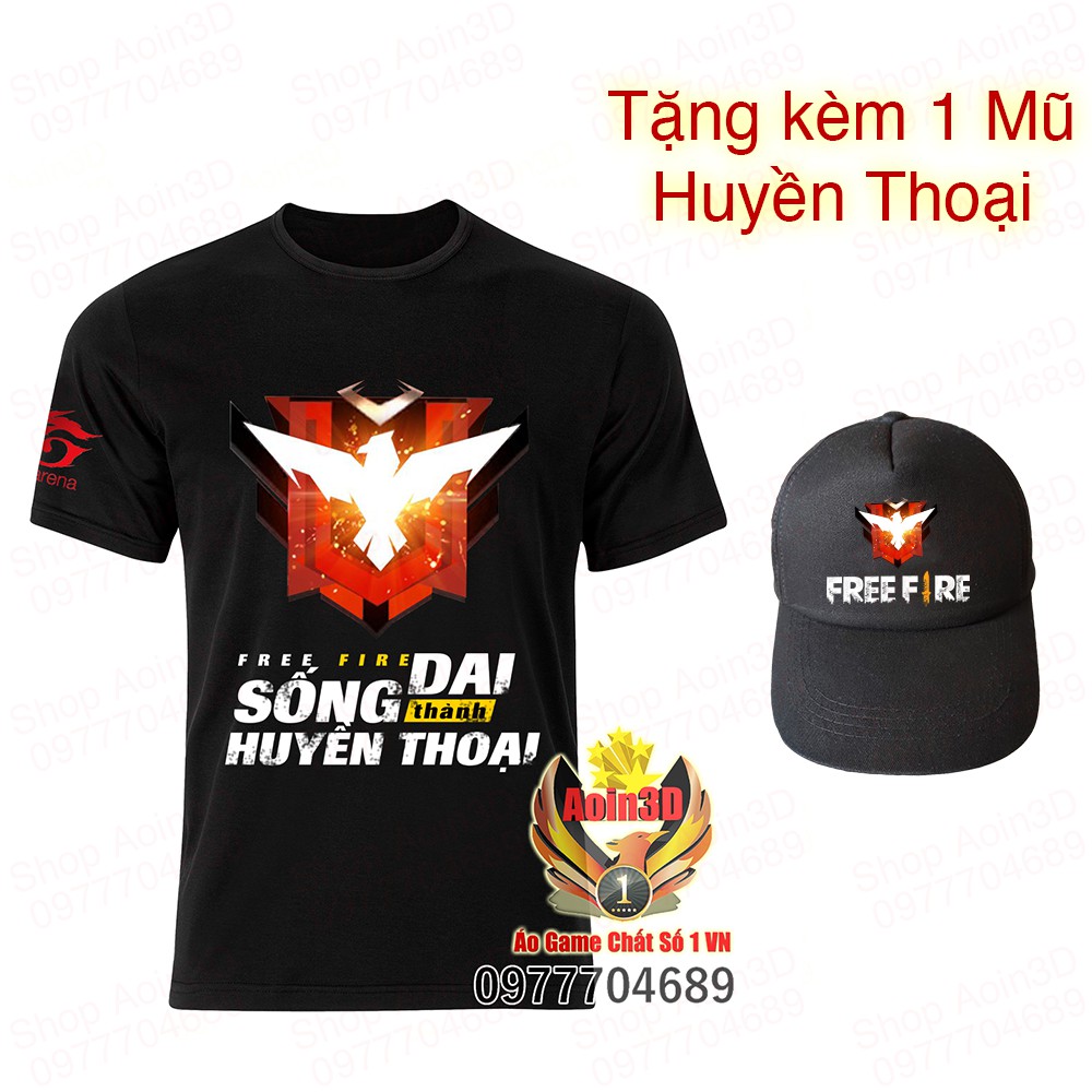 Áo Free Fire Rank Huyền Thoại Đen01 Aoin3D Tặng mũ HT