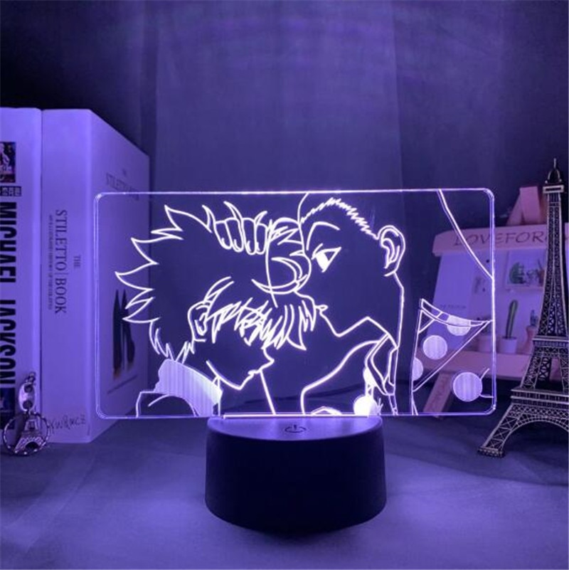 Hunter x hunter gon killua kurapika hisoka Đèn Ngủ Cảm Ứng Ánh Sáng Thay Đổi Màu Sắc Cho Người Hâm Mộ anime