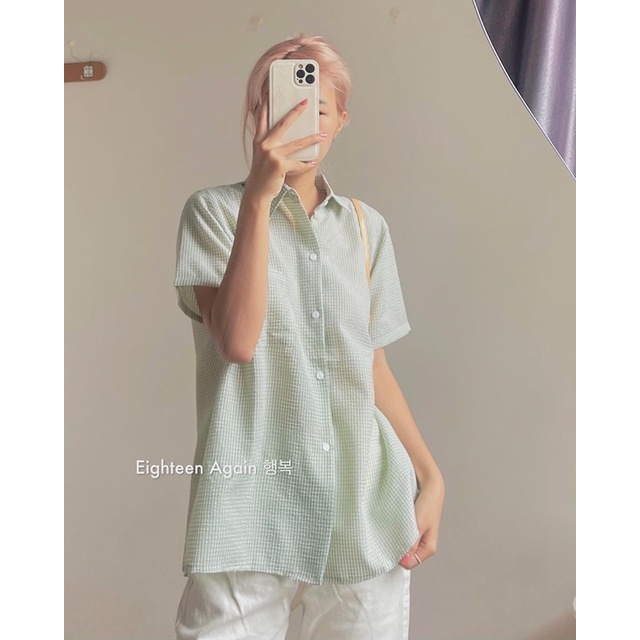 Áo sơ mi xốp xẻ lưng 425