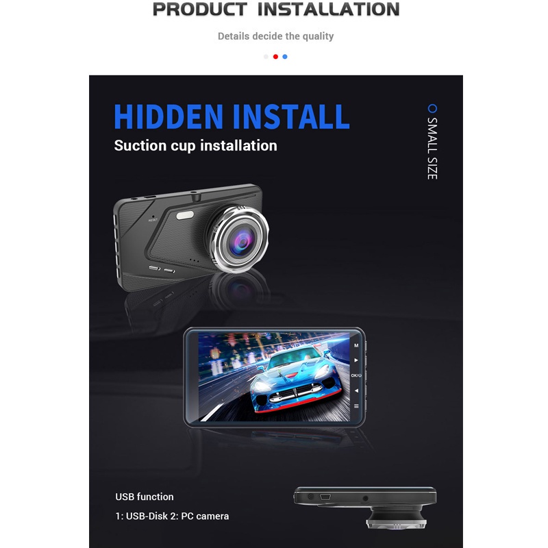 Camera xe hơi FHD 1080P Camera di động DVR phía sau Camera kép phía trước và phía sau Giám sát đỗ xe 24H