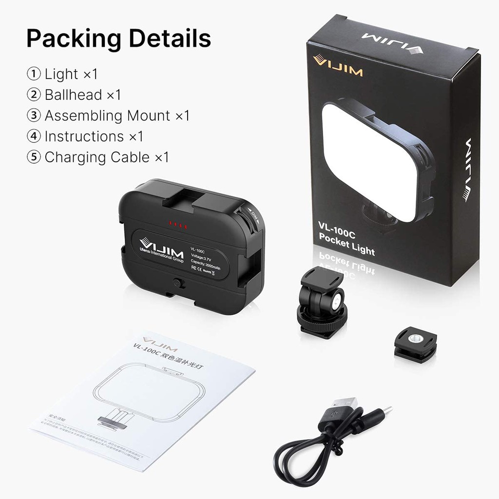 VIJIM VL100C - ĐÈN LED BI-COLOR ĐIỀU CHỈNH NHIỆT MÀU 3200-6500K - HÀNG CHÍNH HÃNG