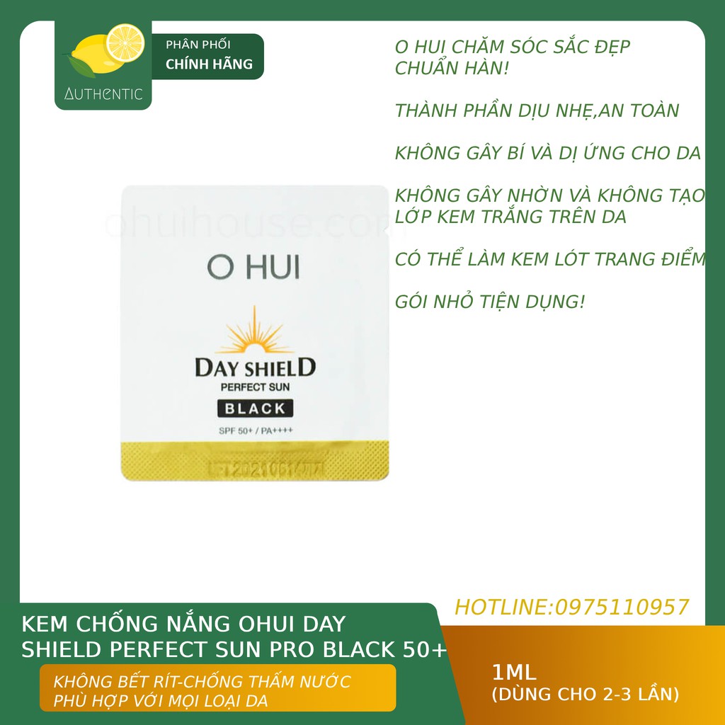 [DATE2023] Kem chống nắng OHUI Day Shield Perfect Sun Pro Black 1ML