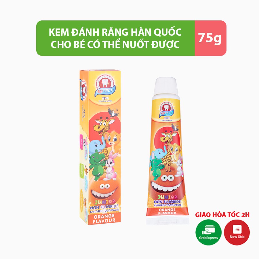 Kem đánh răng trẻ em Hàn Quốc DẠNG GEL EQ TECH JUNIOR Orange (75G) có thể nuốt được