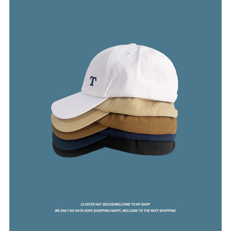 Mũ Lưỡi Trai Thêu Chữ T Màu Sắc Đơn Giản Phong Cách Hàn Quốc Thời Trang Cho Nữ