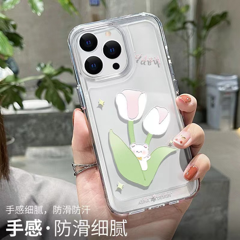 Ốp Điện Thoại Trong Suốt Hình Hoa tulip Cho iphone 11 13 7 8 Plus 12 13Pro Max X XS Max 7 8 SE 2020