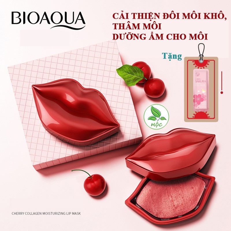 Mặt nạ môi collagen, giảm thâm môi, khô môi giúp môi dưỡng ẩm, cấp ẩm và cho môi hồng hào Bioaqua 20 miếng Nội địa Trung