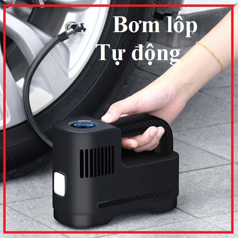 Máy bơm lốp xe Ôtô điện tử  tự động ( không dây,dùng pin sạc)