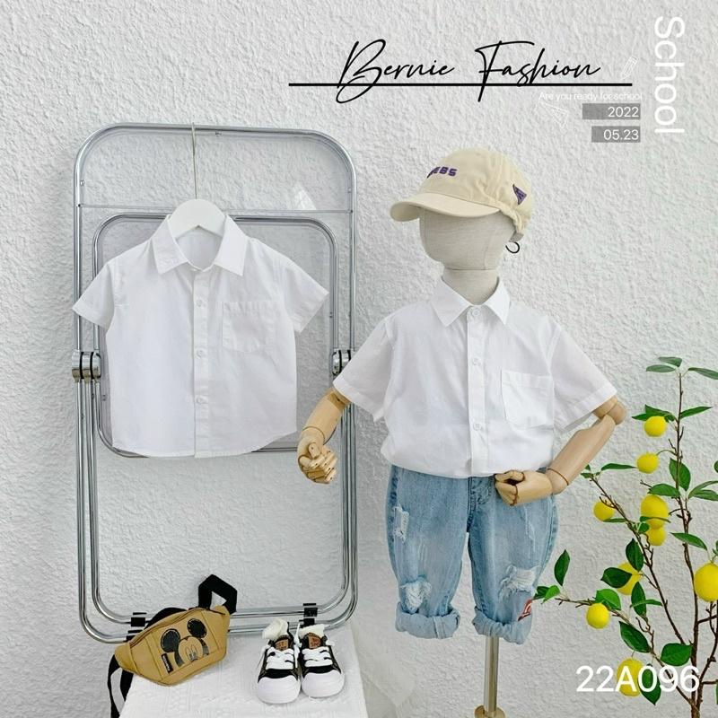 ÁO SƠ MI TRẮNG CỘC TAY UNISEX CHO BÉ