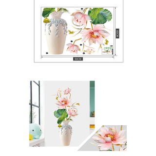 decal dán tường bình hoa sen