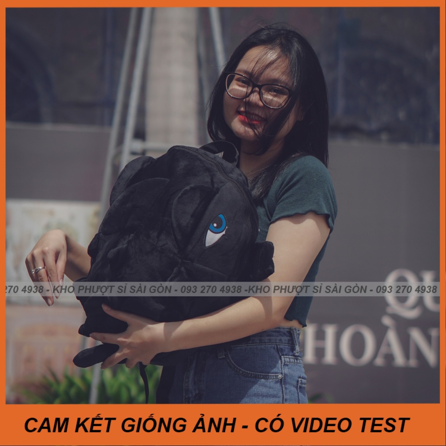 Balo vải nhung màu đen hình khủng long socute - Balo đi du lịch hình khủng long, tắc kè