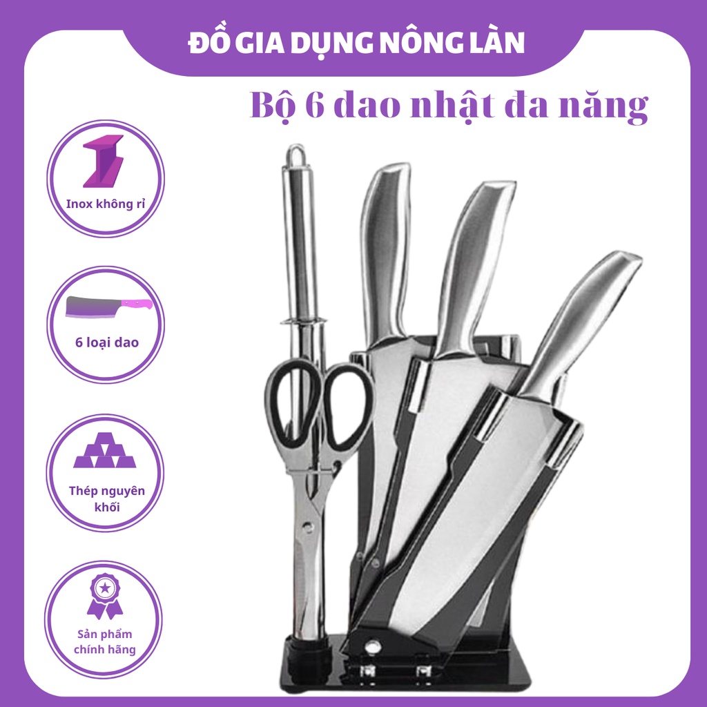 Bộ Dao Kéo 6 Món Nhật Bản Cao Cấp, Sét Dao 6 Món Thép Nhật Bản Chống Gỉ siêu rẻ