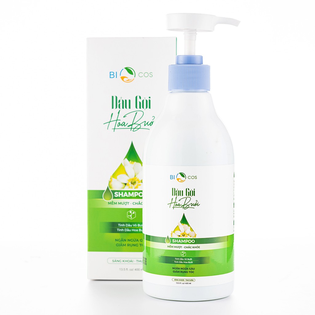 Dầu Gội Xả Ngăn Rụng Tóc Hoa Bưởi BIOCOS 400ml - Detox, Sạch Gầu, Ngăn Rụng Tóc, Kích Thích Mọc Tóc