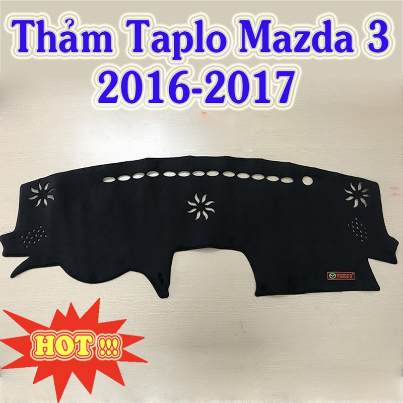 Thảm Taplo Mazda 3 2015-2019 Màu Đen Chất Liệu Nhung Lông Cừu Đế Có Chống Trượt, chuẩn form xe