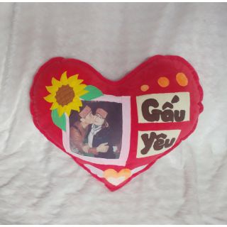Gối trái tim handmade in ảnh theo yêu cầu