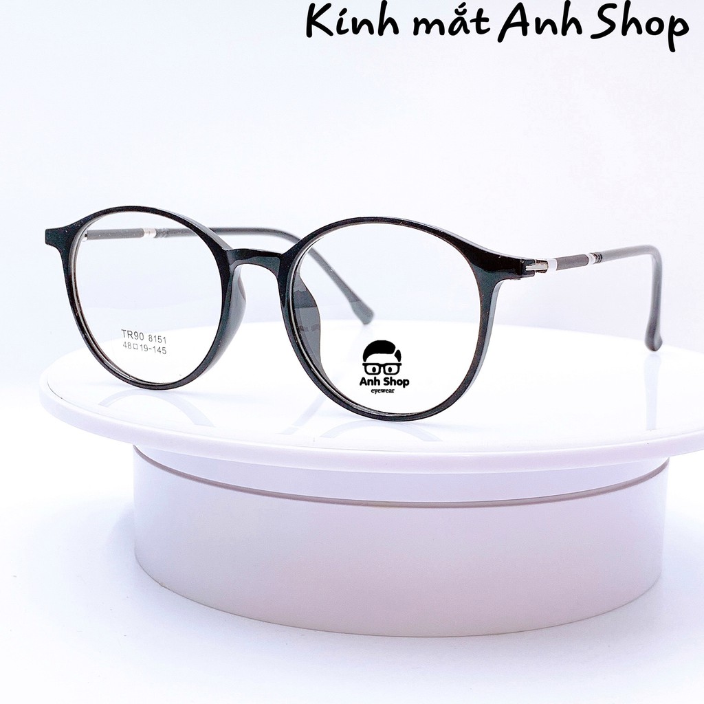 Gọng kính tròn thời trang chất liệu nhựa dẻo càng kính lõi kim loại 8151